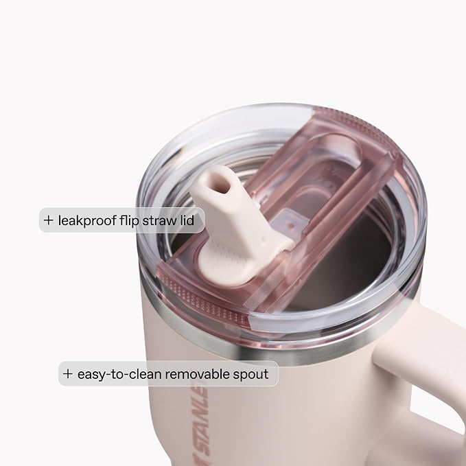 STANLEY Quencher ProTour Flipstraw Tumbler, 30 oz, Peach Rose | Built-In Straw & Handle | Cupholder Compatible for Travel | Leakproof Insulated Stainless Steel Cup | BPA-Free