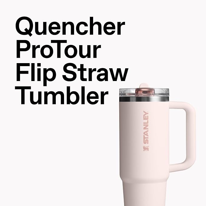 STANLEY Quencher ProTour Flipstraw Tumbler, 30 oz, Peach Rose | Built-In Straw & Handle | Cupholder Compatible for Travel | Leakproof Insulated Stainless Steel Cup | BPA-Free